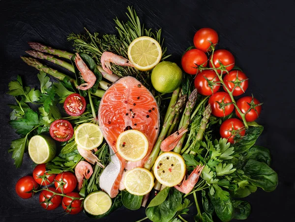 Alimento Saludable Para Concepto Dieta Cetogénica Fondo Negro Alimentos Ricos —  Fotos de Stock