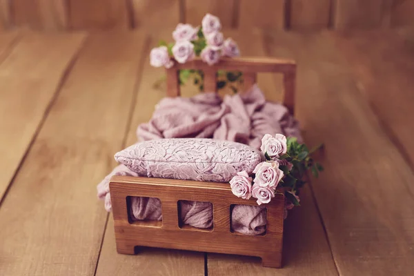 Newborn Digital Background Spring Rose Korb Requisite Für Neugeborene Für — Stockfoto