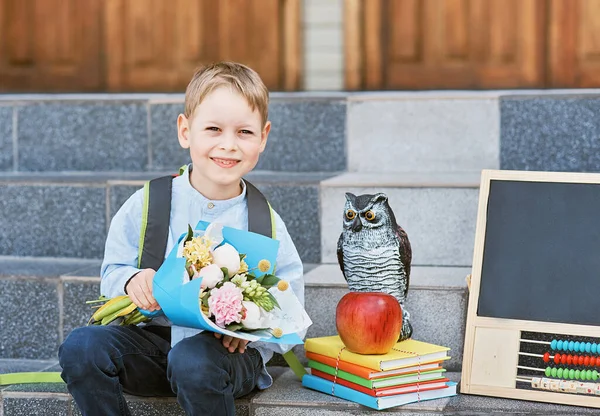 Bouquet First Beloved Teacher First September Flowers Last Bell Day — Stock Photo, Image