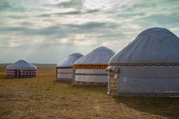 Yurts in the Kazakh steppe