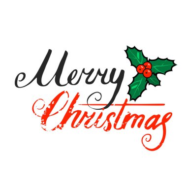 Beyaz üzerine izole edilmiş mutlu noel mektupları. Vektör resmi.