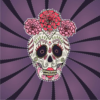 Kafatası calavera Catrina vektör çizim ölü Meksikalı gününün şeker kutlama