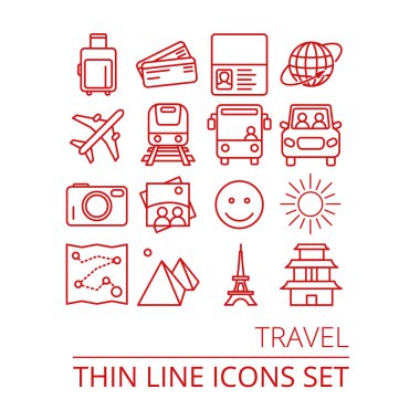 Seyahat Icons set vektör Eps10 illüstrasyon uçak otobüs tren