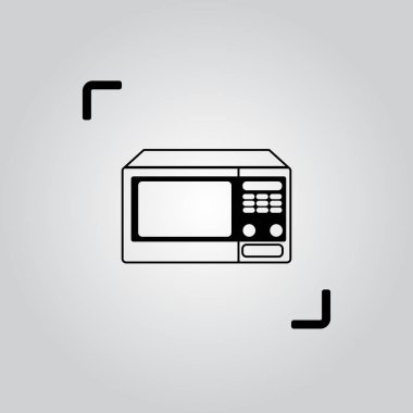 ince çizgi stili Eps10 vektör çizim simgesinde mikrodalga