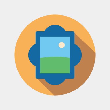 Düz resim simgesi Eps10 vektör çerçeve uzun gölge