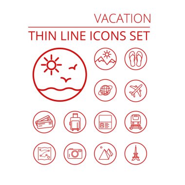 Eps10 vektör tatil ince çizgi Icons set