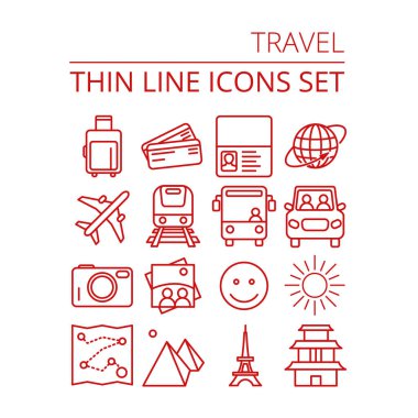 Seyahat Icons set vektör Eps10 illüstrasyon uçak otobüs tren