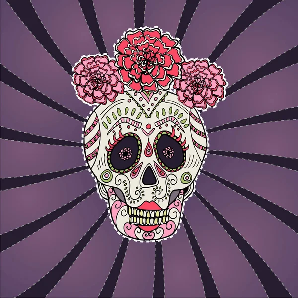 Cráneo Azúcar Calavera Catrina Vector Ilustración Para Día Los Muertos — Vector de stock