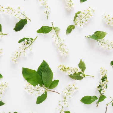 Beyaz arka plan üzerinde beyaz çiçekli çiçek kompozisyon