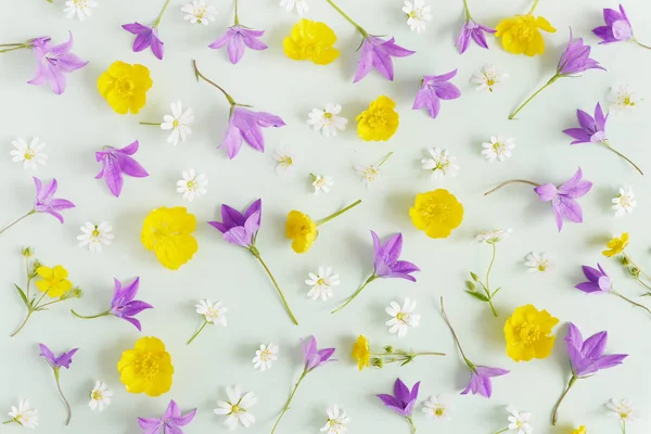 Patrón Floral Inconsútil Flores Silvestres Blancas Campanillas Buñuelos Sobre Fondo — Foto de Stock