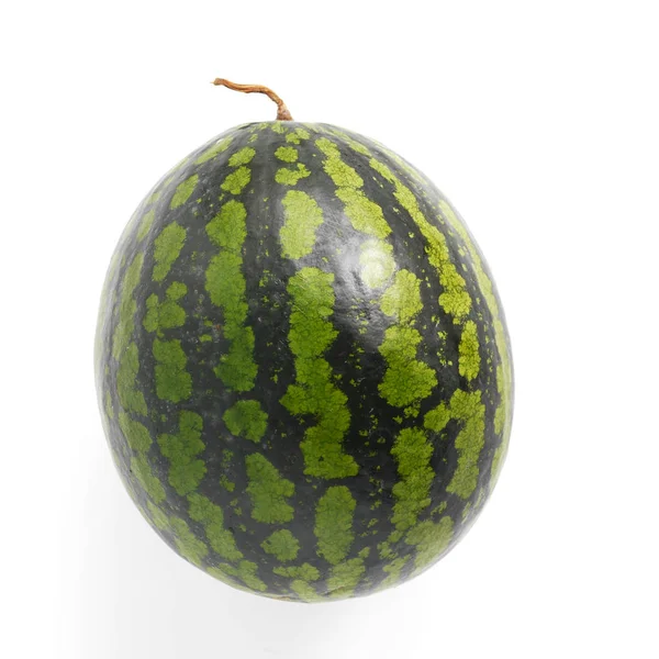 Hele Verse Watermeloen Geïsoleerd Witte Achtergrond — Stockfoto