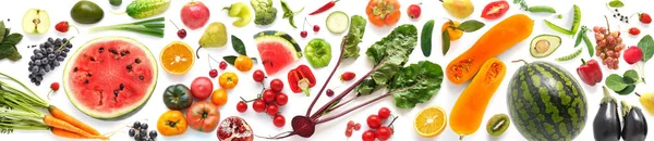 Taze meyve ve sebze yapılmış renkli afiş