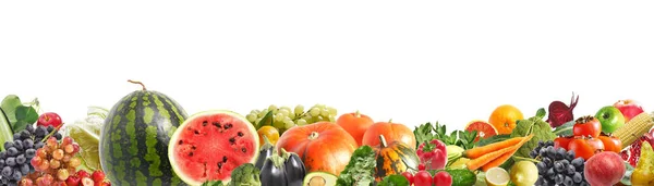 Barevný Nápis Vyrobený Čerstvého Ovoce Zeleniny Kopie Prostor — Stock fotografie
