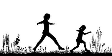 Mutlu çocukların minimalist vektör çizimi 