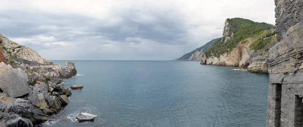 Panorámás Kilátás Nyílik Byron Porto Venere Liguria Olaszország — Stock Fotó