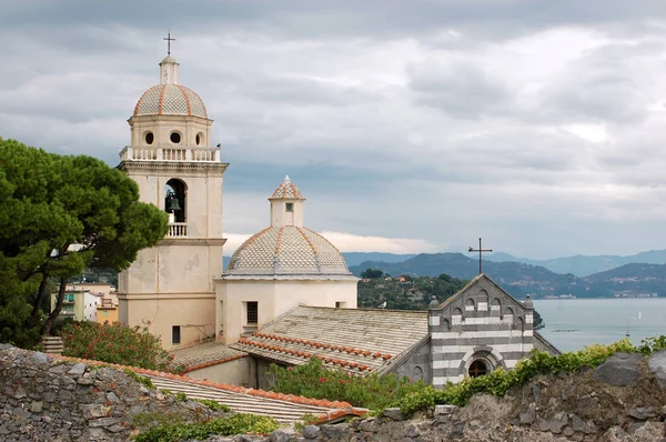 Szentély Fehér Madonna Hegyek Porto Venere Liguria Olaszország — Stock Fotó