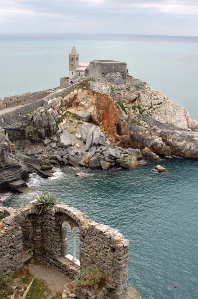 Antigua Iglesia San Pedro Portovenere Liguria Italia — Foto de Stock