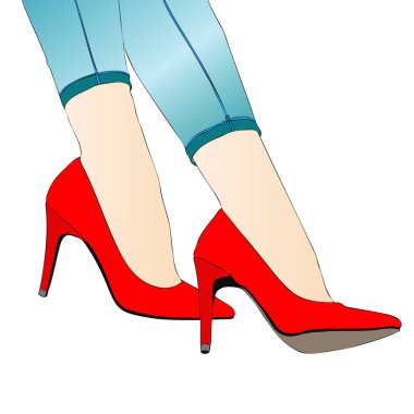 Çorap ve stiletto s ile kot pantolon bir kadının güzel bacaklar