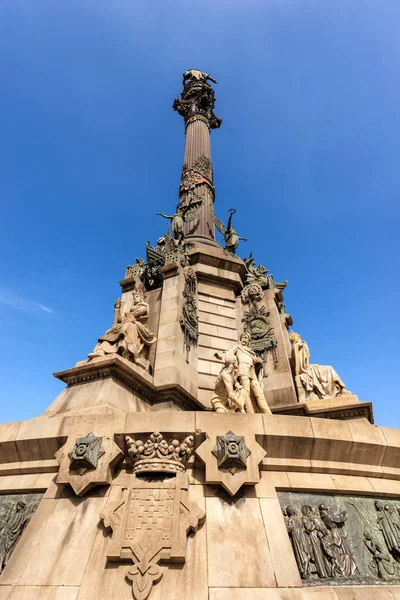 Kolumna Barcelona Pomnik Poświęcony Słynny Włoski Żeglarz Odkrywca Cristoforo Colombo — Zdjęcie stockowe