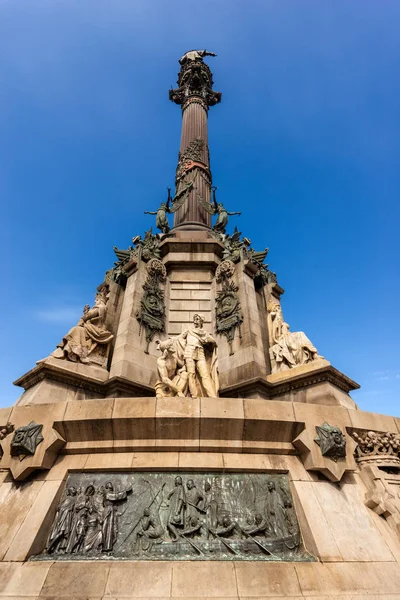Kolonne Barcelona Monument Dedikeret Til Den Berømte Italienske Navigatør Opdagelsesrejsende - Stock-foto