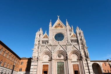 Siena Katedrali (Santa Maria Assunta) 1220 1370 açık mavi gökyüzü ile. Toscana (Toskonya), İtalya, Europe