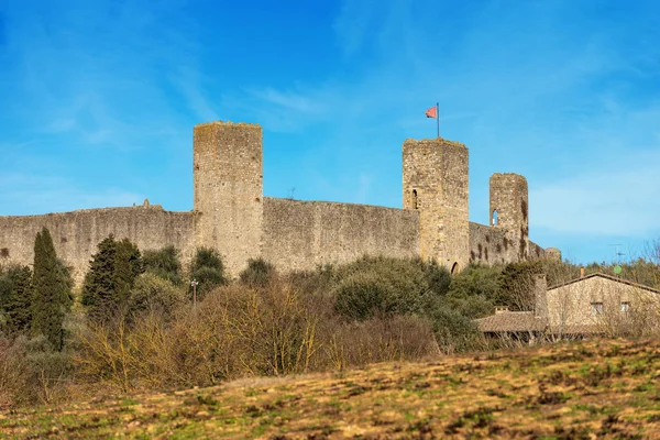 Ayrıntı Monteriggioni Müstahkem Şehir Siena Toscana Toskonya Talya Avrupa Yakınındaki — Stok fotoğraf