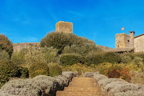 Detalhe Cidade Fortificada Monteriggioni Antiga Vila Medieval Perto Siena Toscana — Fotografia de Stock