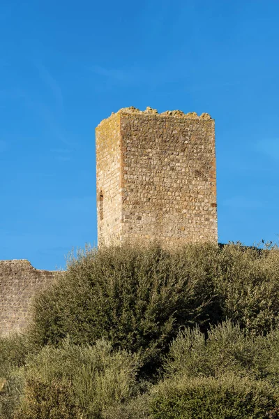Detalle Ciudad Fortificada Monteriggioni Antiguo Pueblo Medieval Cerca Siena Toscana —  Fotos de Stock