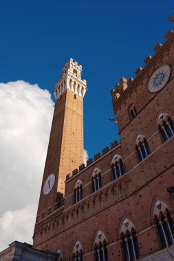 Torre del Mangia 87 m. (Mangia kule) ve belediye binası şehir, Siena, Toscana (Toskonya), İtalya, Avrupa