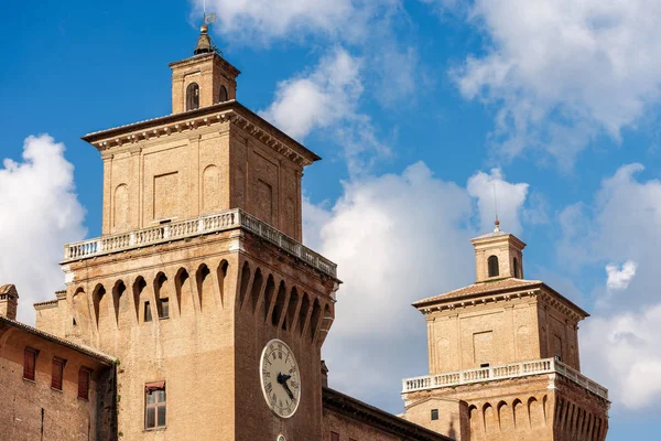 Estense Castle Castle San Michele 1385 Clock Tower Marchesana Tower — Stock Photo, Image