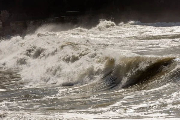 Waves White Foam Splashes Mediterranean Sea Italy — Stock Photo, Image