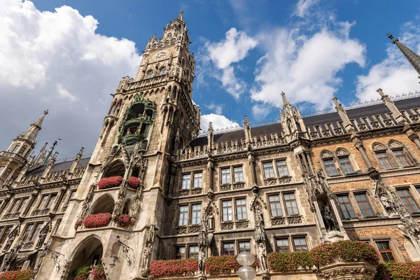 The Neue Rathaus of Munich (New Town Hall) XIX century neo-Gothic style palace in Marienplatz, the town square in historic center. Germany, Europe