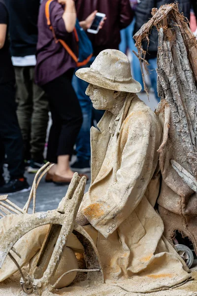 Мюнхен Німеччина Вересня 2018 Вулиця Артист Виконує Живі Статуї Покриті — стокове фото