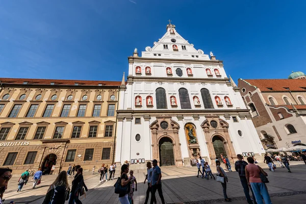 München Németország 2018 Szeptember Michaelskirche Michael Kirche Homlokzat Szent Mihály — Stock Fotó