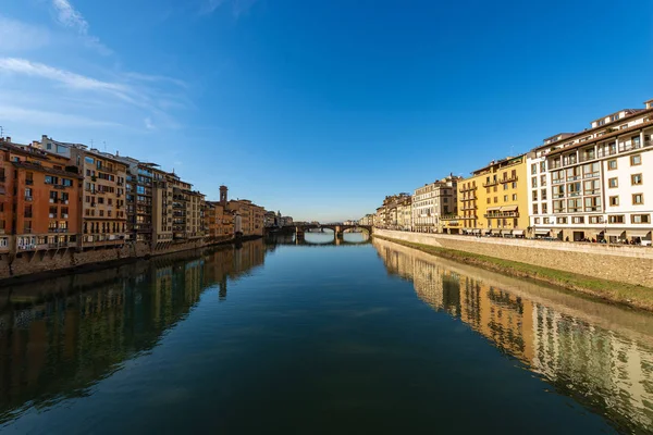 Rivier Arno Santa Trinita Bridge Xvi Eeuw Uitzicht Vanaf Ponte — Stockfoto