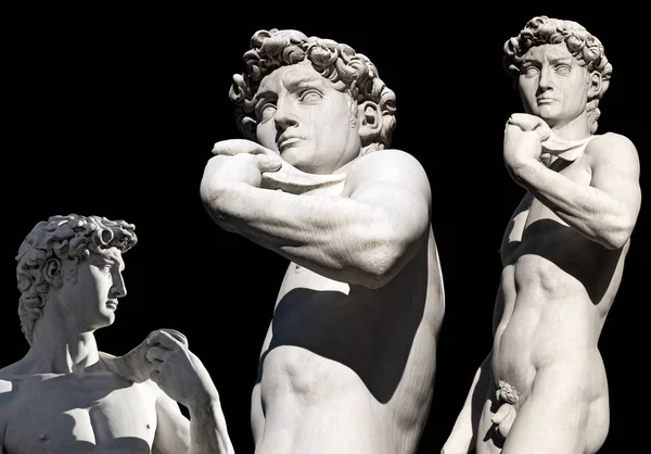 Staty Den David Michelangelo Buonarroti Isolerad Svart Bakgrund Marmorskulptur Piazza — Stockfoto