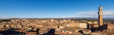 Torre del Mangia 87 m. (Mangia Kulesi) ile Siena Cityscape. Toskana, İtalya, Europe