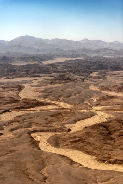 Flygfoto Över Sahara Öken Mellan Nilen Och Röda Havet Egypten — Stockfoto