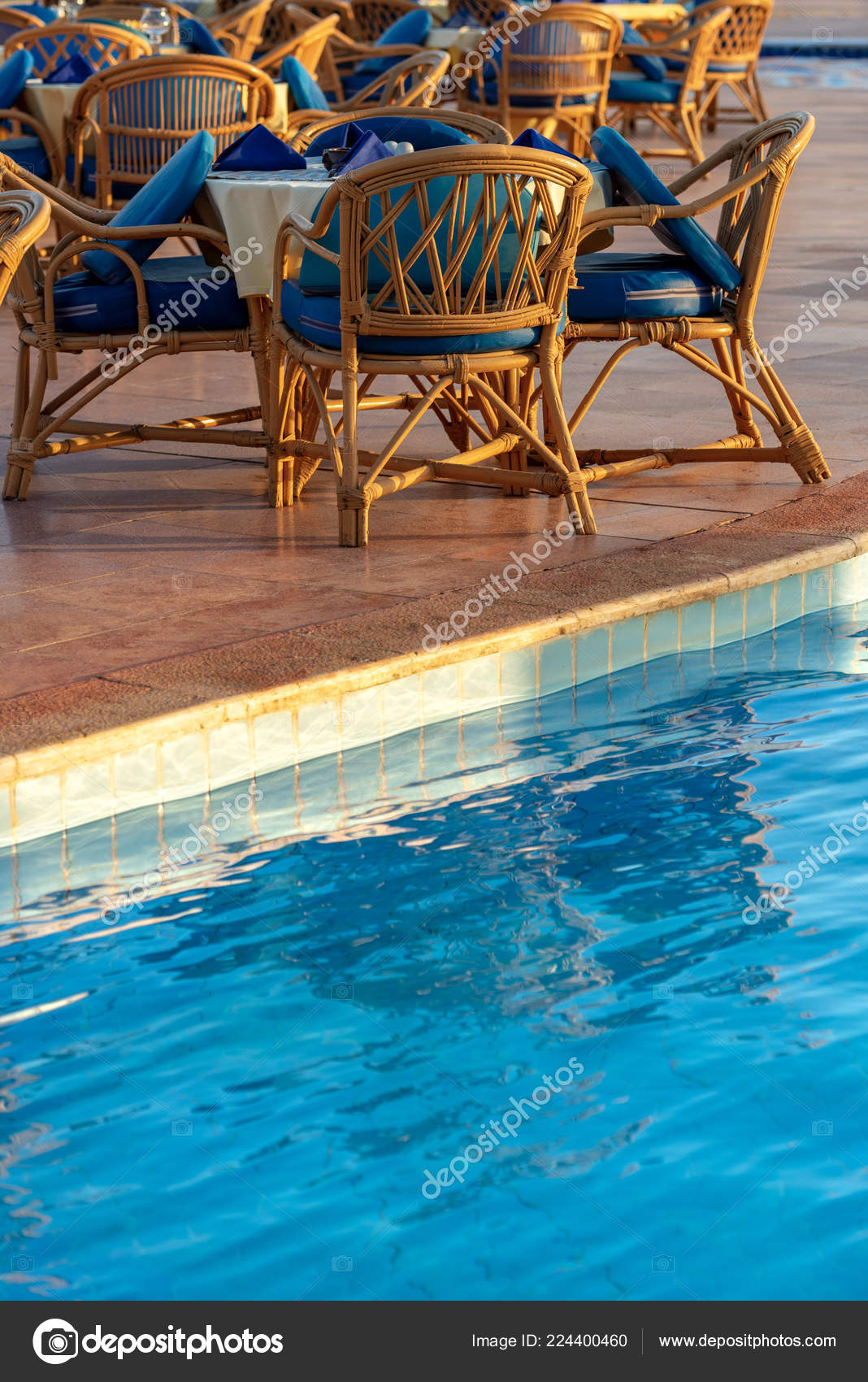 Poolside Set Dining Table Wicker Chairs Tourist Resort Marsa Alam