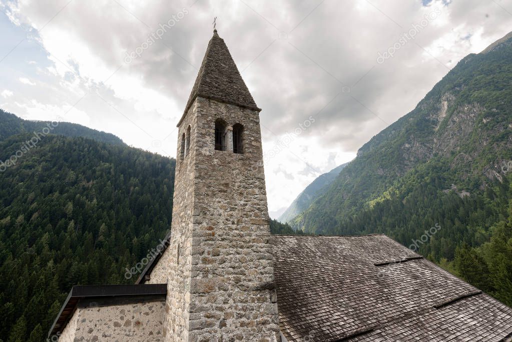 Ancient church of Santo Stefano (St. Stephen) in Carisolo, Pinzolo, Val Rendena, Trento, Italy, Europe