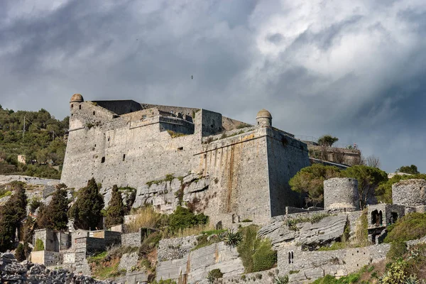 Zamek Doria 1164 Xix Miasta Porto Venere Lub Portovenere Liście — Zdjęcie stockowe