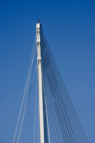 Detail of a modern cable-stayed bridge (Thaon di Revel) in La Spezia harbor - Liguria, Italy, Europe