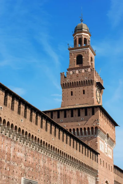 Detail Věže Století Hradu Sforza Castello Sforzesco Jeden Hlavních Symbolů — Stock fotografie