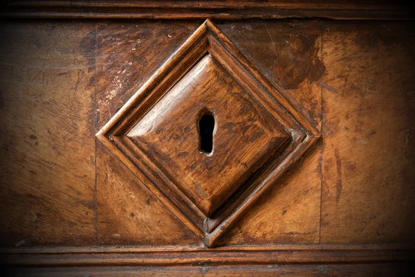 Detail Old Wooden Lock Keyhole — Stock Photo, Image