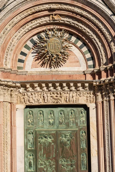 Door Siena Cathedral Santa Maria Assunta 1220 1370 Tuscany Italy — Stock Photo, Image