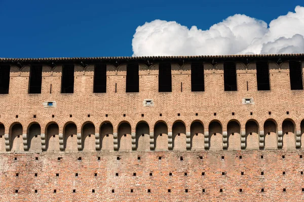 Detalhe Castelo Sforza Castello Sforzesco Dos Principais Símbolos Cidade Milão — Fotografia de Stock