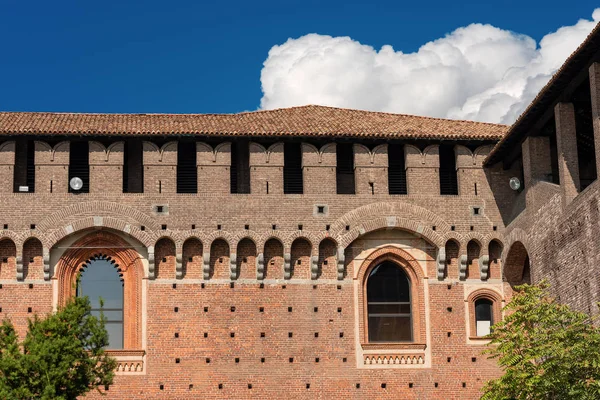 Detail Století Hradu Sforza Castello Sforzesco Jeden Hlavních Symbolů Města — Stock fotografie