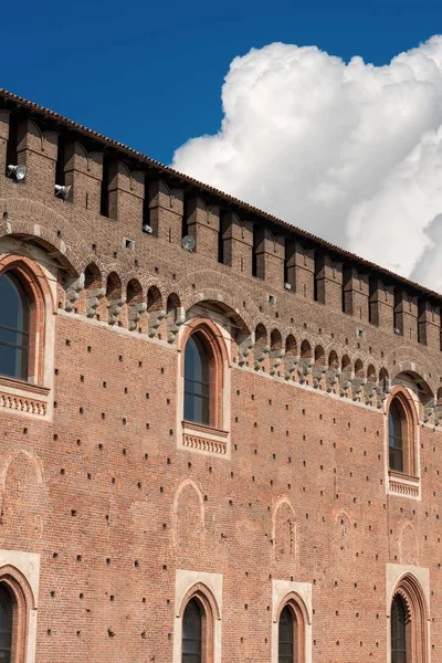 Detalhe Castelo Sforza Castello Sforzesco Dos Principais Símbolos Cidade Milão — Fotografia de Stock