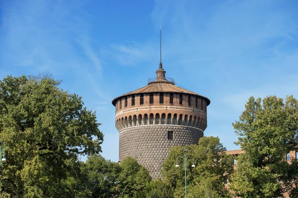 Zámku Sforza Milán Lombardie Itálie Století Castello Sforzesco Věž Svatého — Stock fotografie