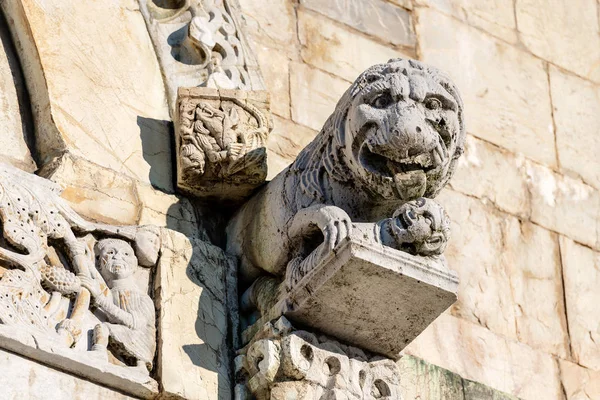 Detail Barga Cathedral Saint Christopher Collegiata San Cristoforo Romanesque Style — Stock Photo, Image